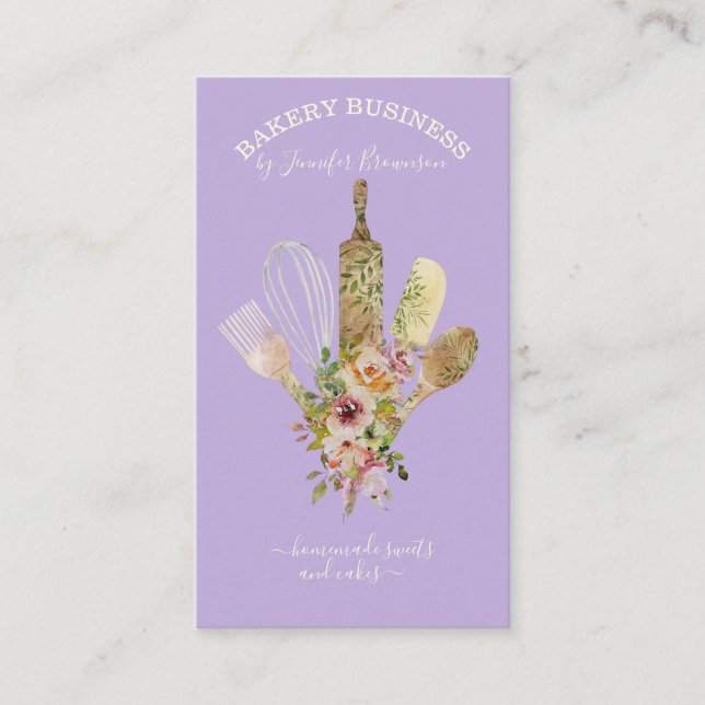 Cartão De Visita Foguetes cozinhando cozinheiros Cozinheiro púrpura (Frente)