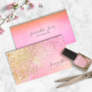 Cartão De Visita Foil Abstrato Dourado Peach ID775