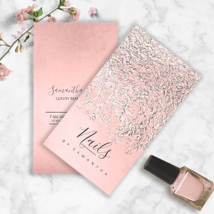 Cartão De Visita Foil Abstrato Rosa Dourado Prata ID775