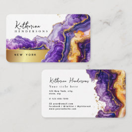 Cartão De Visita Foil Purple Agate gold glitter marble Professional