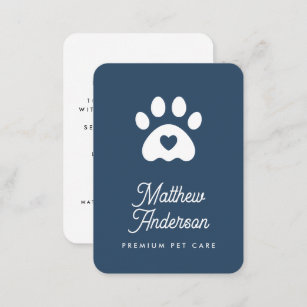 Cartão De Visita Folha de Coração Azul-Bonita Imprimir Pet Cachorro