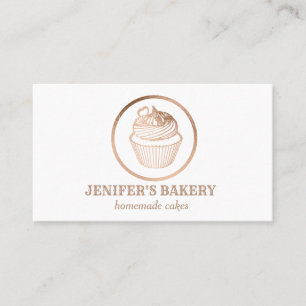 Cartão De Visita Folha de cupcake de folha de ouro moderna