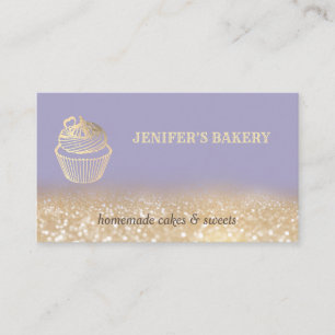 Cartão De Visita Folha de cupcakes fofinhos de ouro ventilado