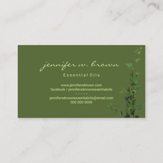 Cartão De Visita Folha de Grass Green Ivy Plant (Verso)