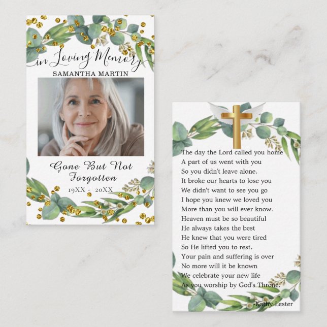 Cartão De Visita Folha de Oração Funeral Fotográfica de Greenerescê (Frente/Verso)