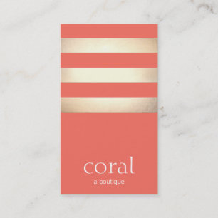 Cartão De Visita Folha de Ouro Elegante Pêssego de Coral Moderno St