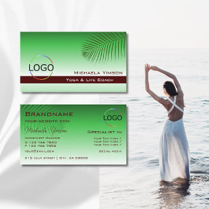 Cartão De Visita Folha de Palma de Gradação Verde com Profissional