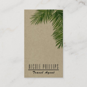 Cartão De Visita Folha de Palmeira Verde Tropical Rustic Kraft
