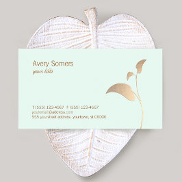 Cartão De Visita Folha Dourada elegante