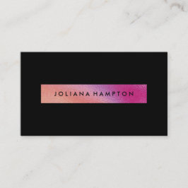 Cartão De Visita Folha holográfica do arco-íris preto moderno Luxe