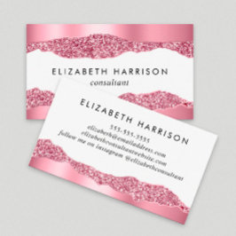 Cartão De Visita Folha Luminosa Rosa Elegante