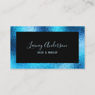 Cartão De Visita Folha metálica azul-metálica de luxo simples e suj