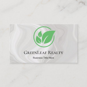 Cartão De Visita Folha Verde Imobiliária mármore branco personaliza