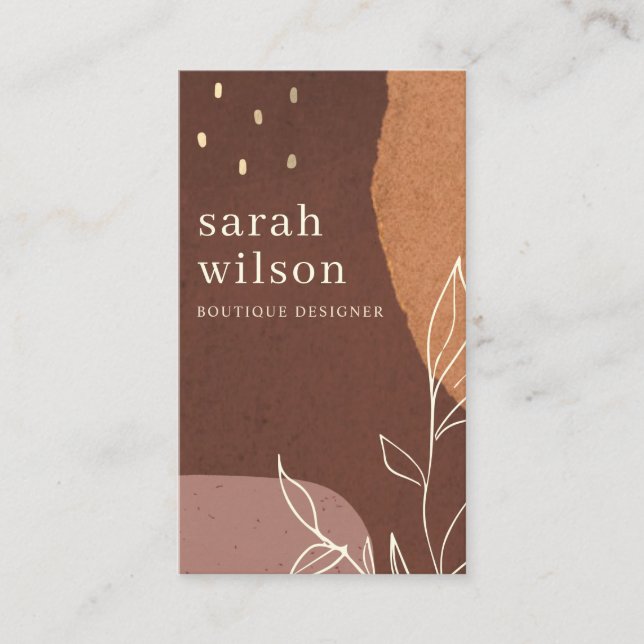 Cartão De Visita Folhagem de Folhagem Laranja Elegante, Abstrato de (Frente)