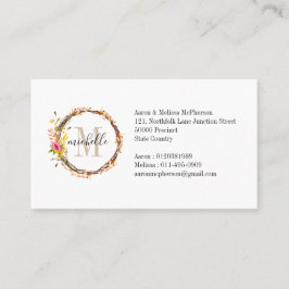 Cartão De Visita Folhagem de Queda de Monograma Floral Personalizáv