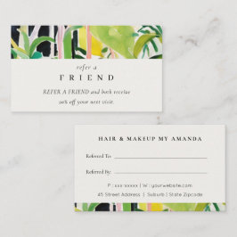 Cartão De Visita Folhagem Tropical Boho Referência Botânica Um Amig