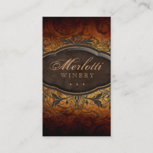 Cartão De Visita Folhas antigas do vinho do vintage