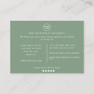 Cartão De Visita Folhas botânicas verdes clássicas obrigado você