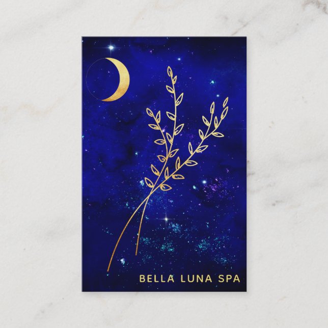 Cartão De Visita *~* Folhas da Ramificação da Lua do Crescente Dour (Frente)