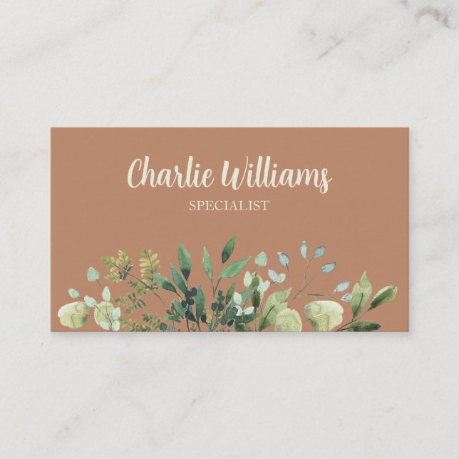 Cartão De Visita Folhas de boêmia botânica Elegante (Frente)