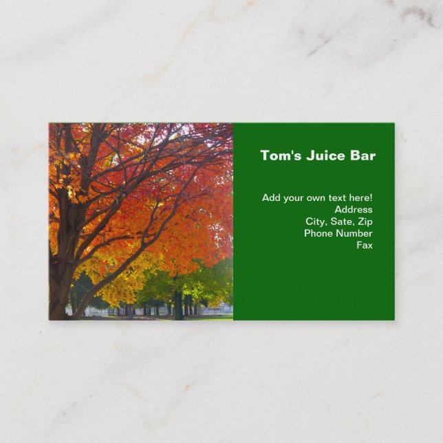 Cartão De Visita Folhas de outono de Foto Amarelo e Laranja (Frente)
