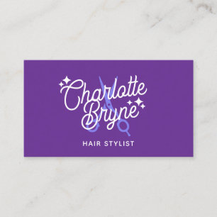 Cartão De Visita Folhas de recorte de Hairstylist púrpura
