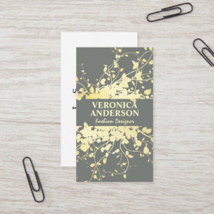 Cartão De Visita Folhas Douradas e Vinhas