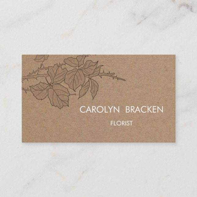 Cartão De Visita Folhas rústicas do papel de embalagem de Brown (Frente)