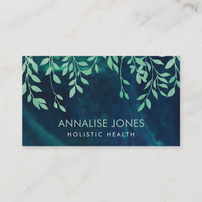 Cartão De Visita Folhas translúcidas da cerceta na textura pintada (Frente)