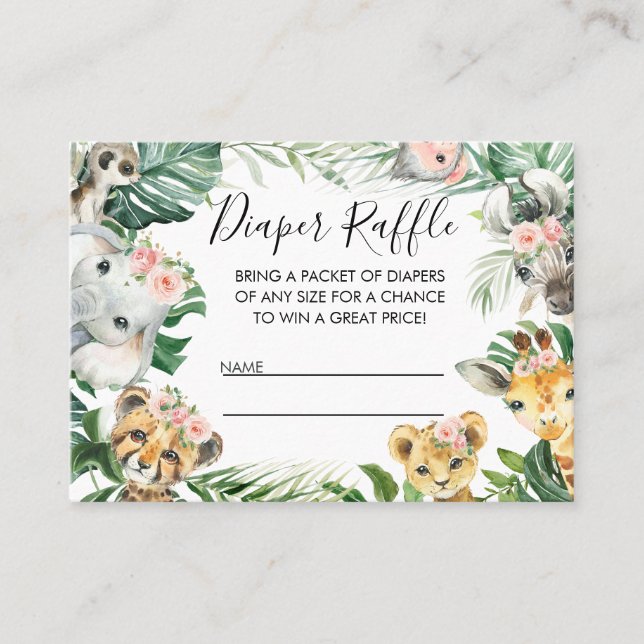 Cartão De Visita Foliage Safari Fralda Raffle Inserir (Frente)