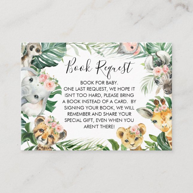 Cartão De Visita Foliage Safari - Solicitação de Chá de fraldas Ins (Frente)