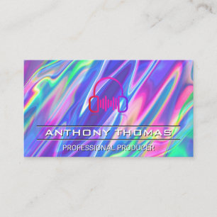 Cartão De Visita Fone de Ouvido Fundo Líquido Colorido