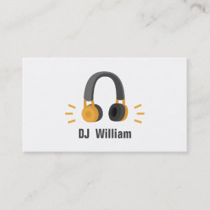 Cartão De Visita Fones de Ouvido Cinza Laranja DJ Discotecário