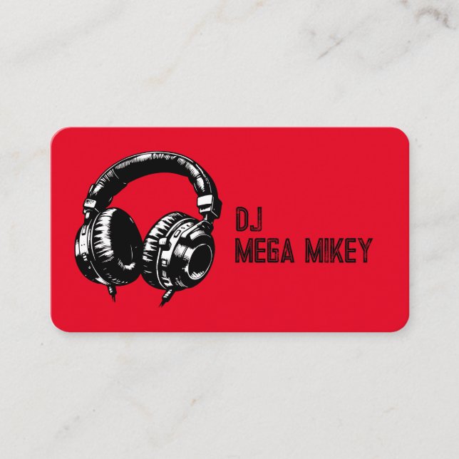 Cartão De Visita Fones de ouvido de música preta Dance DJ Festa de  (Frente)