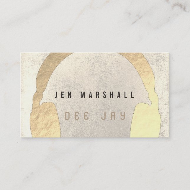 Cartão De Visita Fones de ouvido de ouro falsos DJ (Frente)