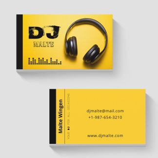 Cartão De Visita Fones de ouvido DJ Amarelo