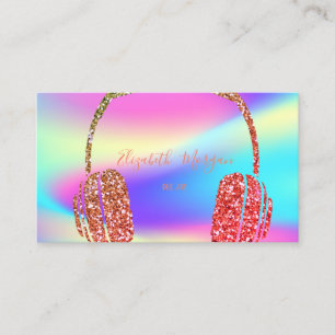 Cartão De Visita Fones de Ouvido DJ Colorido Holográfico com Glitte
