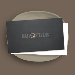 Cartão De Visita Fones de ouvido Dourados DJ Black Music 2