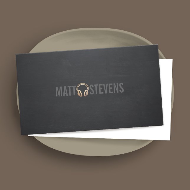 Cartão De Visita Fones de ouvido Dourados DJ Black Music 2 (Criador carregado)