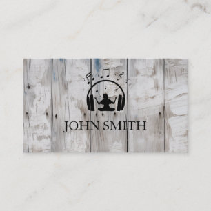 Cartão De Visita Fones de ouvido Dourados DJ Música Preta