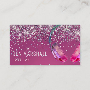 Cartão De Visita Fones de ouvido roxos DJ