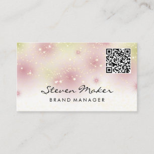 Cartão De Visita Fonte Cursiva de Poeira Estelar   Código QR Cart