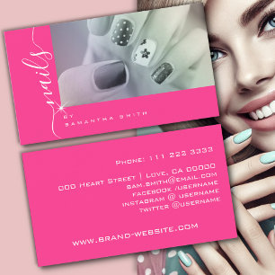 Cartão De Visita Fonte de Caligrafia Elegante Rosa Girly Pink para 