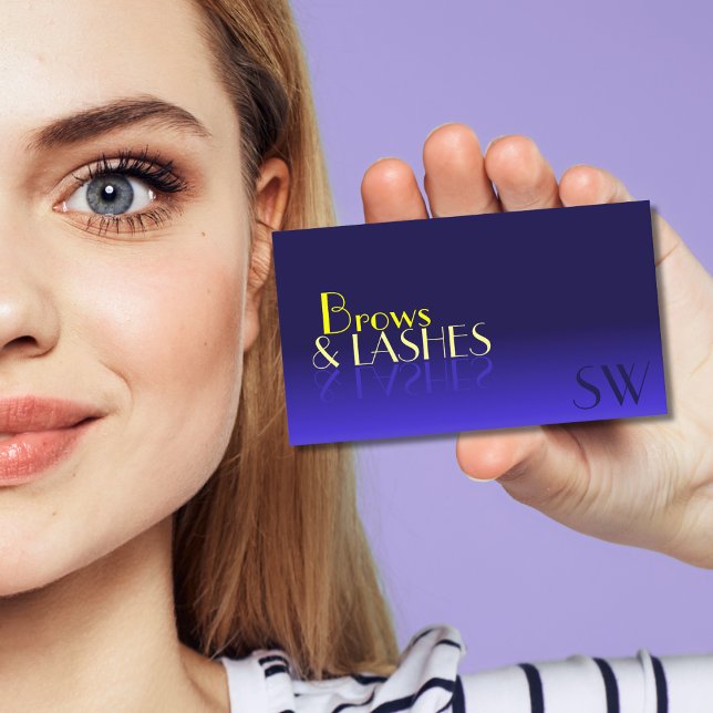 Cartão De Visita Fonte de Espelho Azul e Amarelo Moderno com Monogr (Criador carregado)