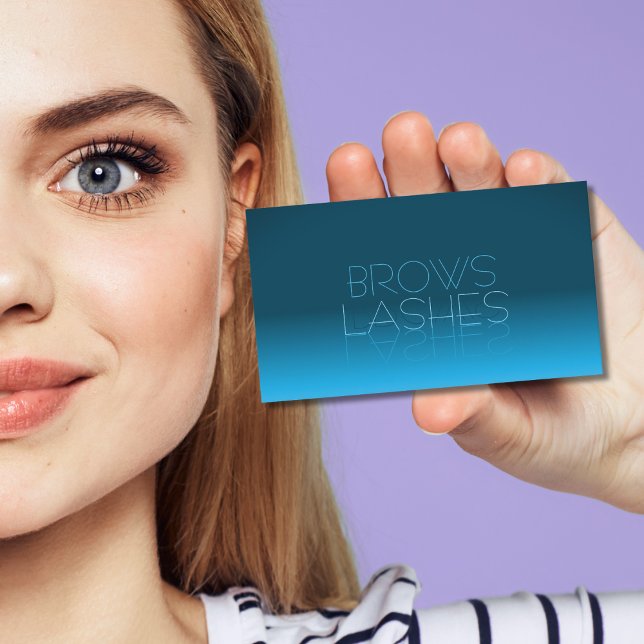 Cartão De Visita Fonte de Espelho Chic Gradiente de Teal Elegante c (Criador carregado)