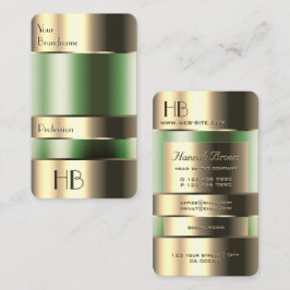 Cartão De Visita Fonte de Gráfico Verde de Caixa Dourada com Inicia