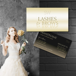 Cartão De Visita Fonte Dourada e Espelho Preto do na moda com Monog