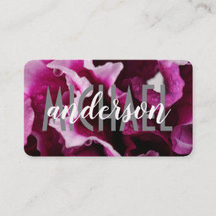 Cartão De Visita Fontes em Camadas Simples Rosa Floral