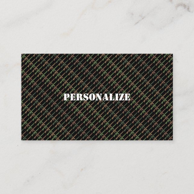 Cartão De Visita Forças Armadas Militares Recrutador Camo Gun Black (Frente)