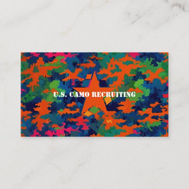 Cartão De Visita Forças Armadas Militares Recrutador Camouflage Neo (Frente)